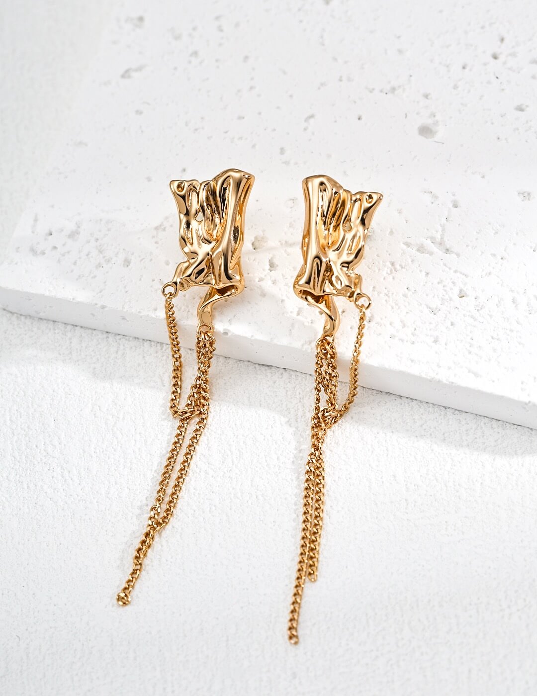 Irregular Silver Chain Earrings Glim Wink