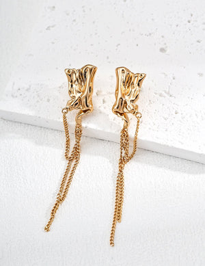 Irregular Silver Chain Earrings Glim Wink