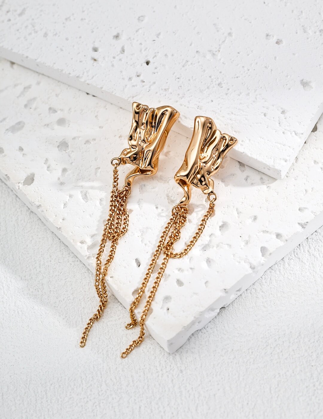 Irregular Silver Chain Earrings Glim Wink