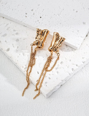 Irregular Silver Chain Earrings Glim Wink