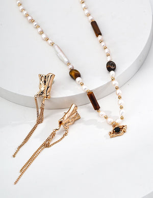 Irregular Silver Chain Earrings Glim Wink