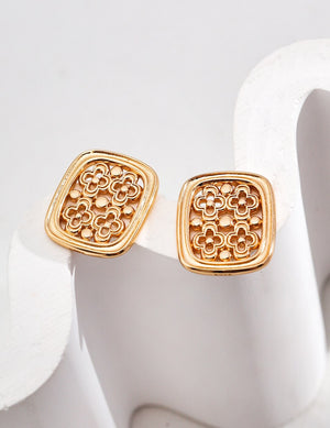 New Chinese Style Lattice Window Earrings Glim Wink