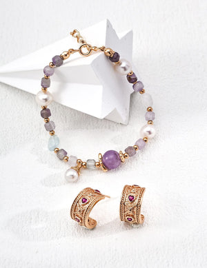 Pearl Aquamarine Amethyst Freeform Bracelet Glim Wink