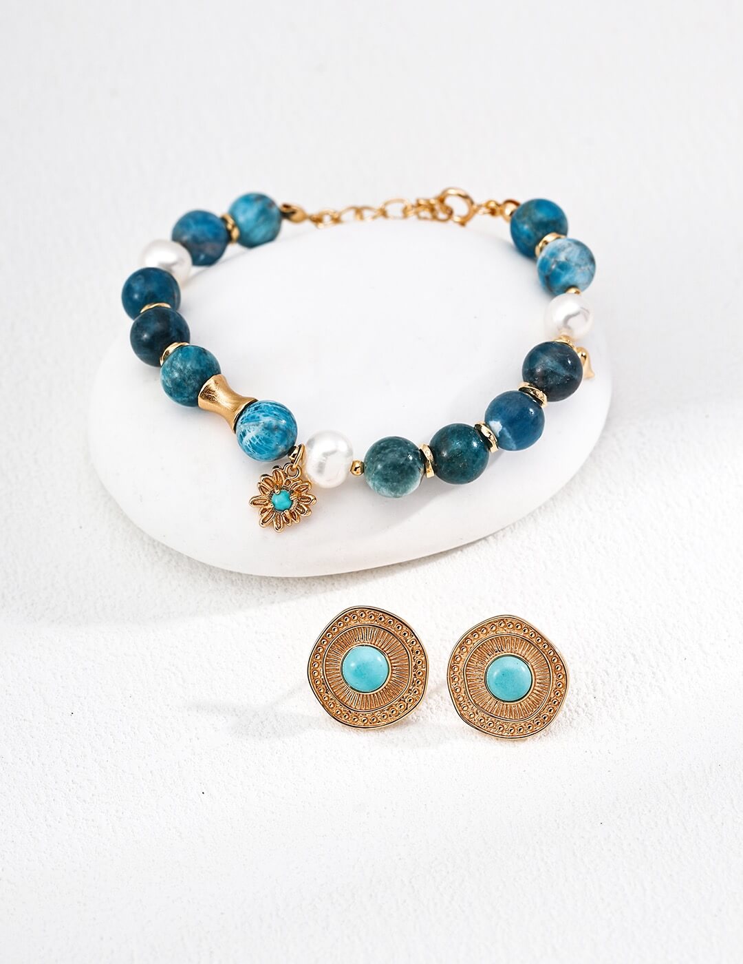 Pearl Azurite Turquoise Bracelet Glim Wink