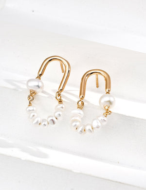 Paperclip Design Pearl Earrings Glim Wink