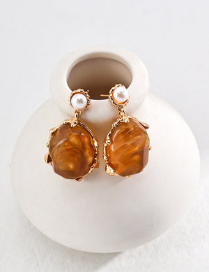 Resin Stone Earrings Glim Wink