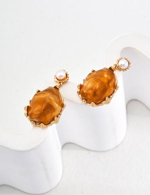 Resin Stone Earrings Glim Wink