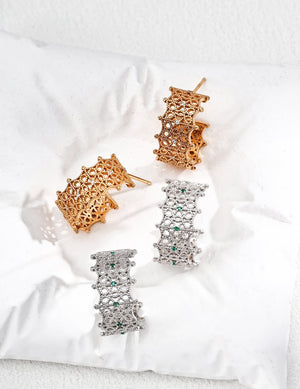 Lace Pattern Earrings Glim Wink