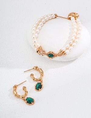 Malachite Double-Layered Pearl Bracelet Glim Wink