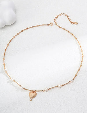 Pearl Heart Matte Pendant Necklace Glim Wink