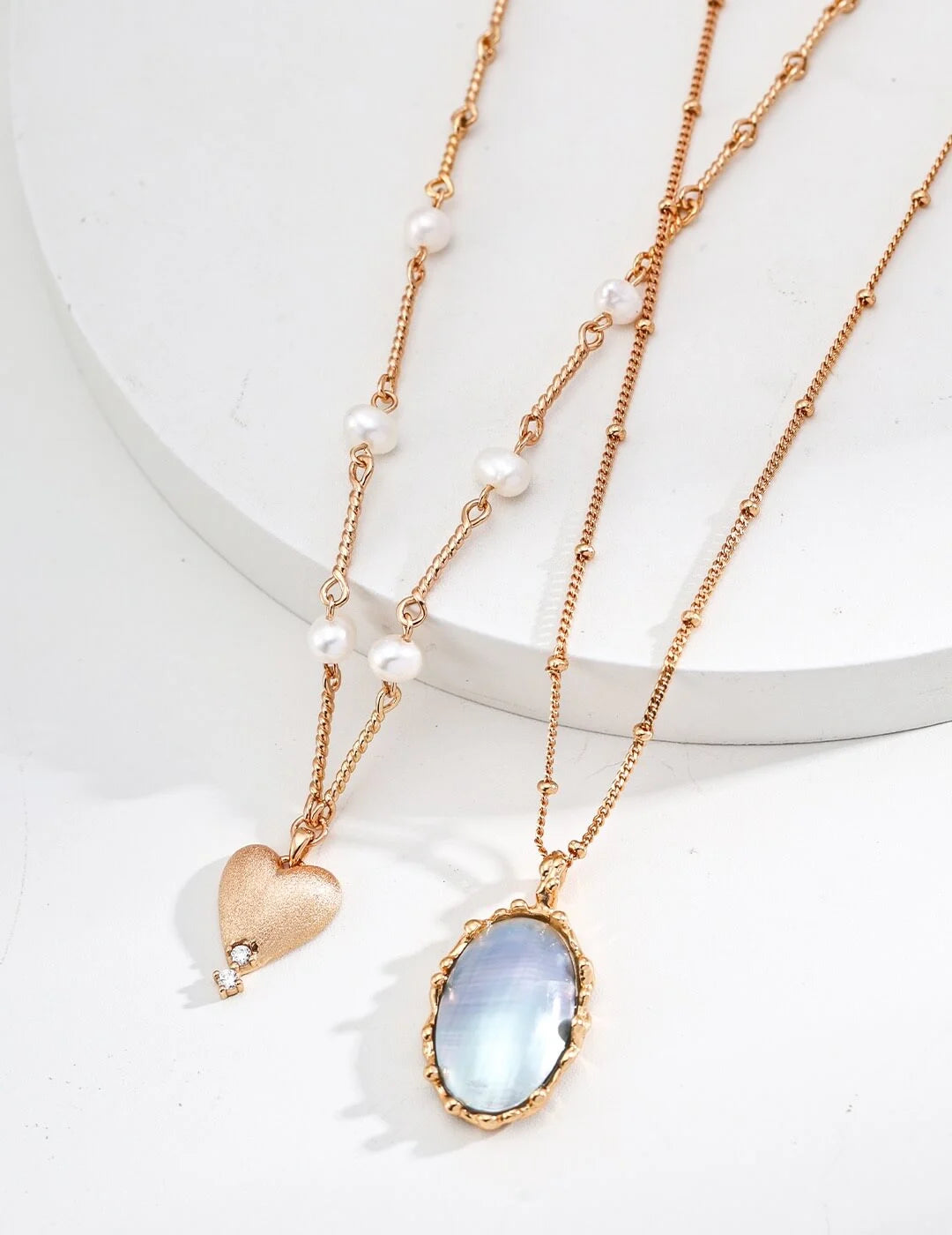 Pearl Heart Matte Pendant Necklace Glim Wink