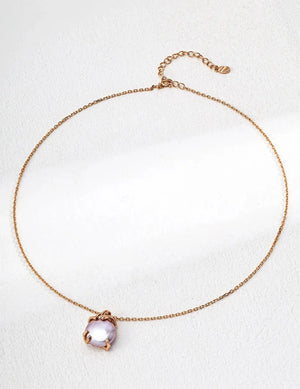 Purple Pearl Pendant Necklace Glim Wink