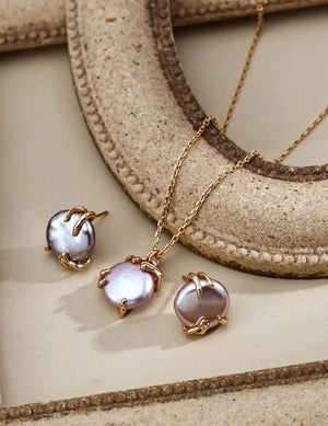 Purple Pearl Pendant Necklace Glim Wink