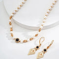 Pearl Tiger Eye Zircon Necklace Glim Wink