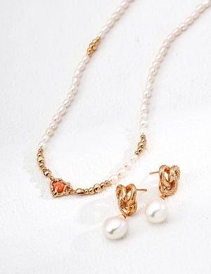 Rhodochrosite Hidden Heart Pearl Necklace Glim Wink