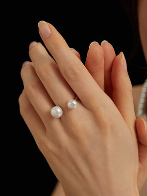 Double Pearl Open Ring Glim Wink