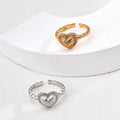 Heart-Shaped Stone-Textured Ring Glim Wink
