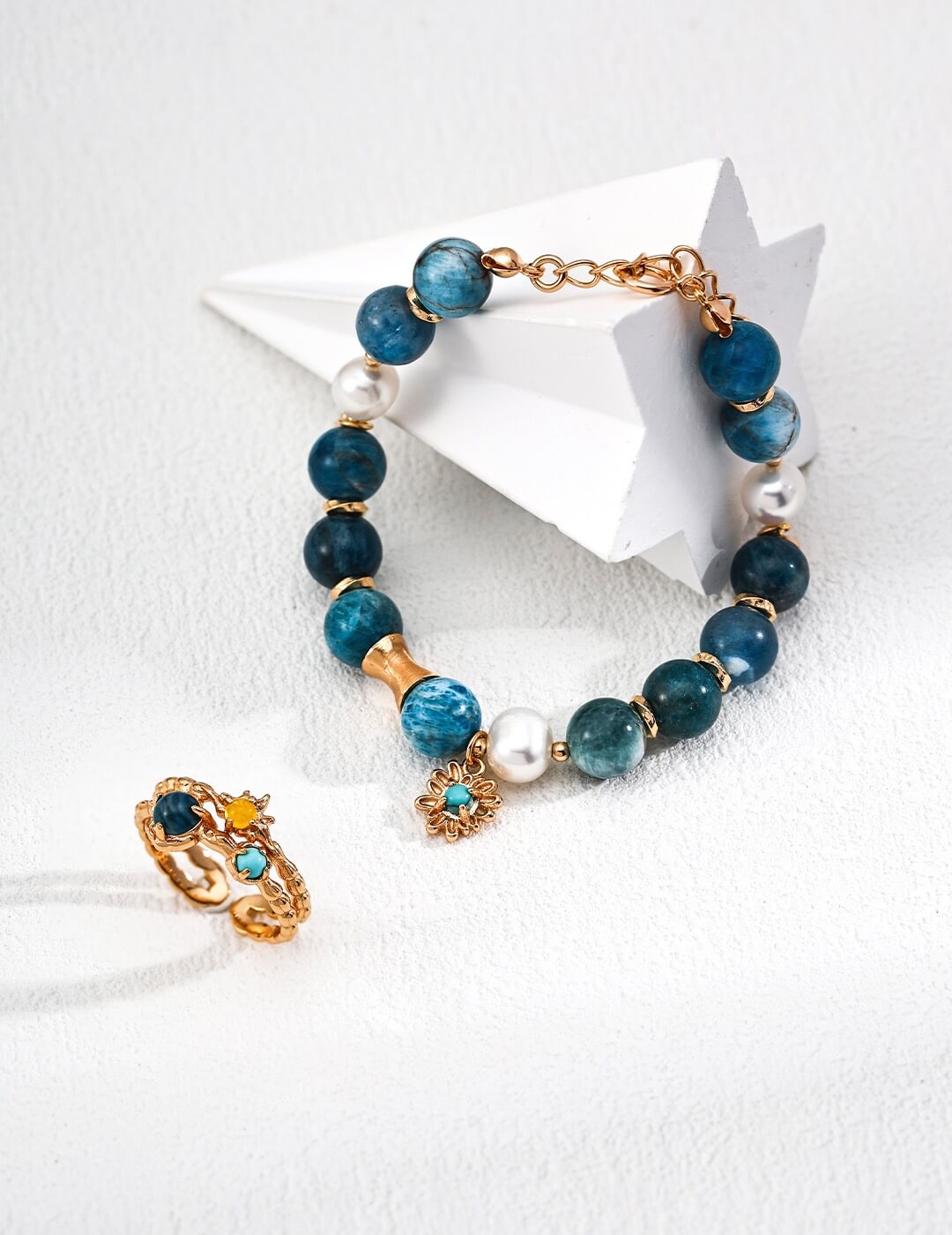 Pearl Azurite Turquoise Bracelet Glim Wink