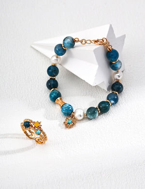 Pearl Azurite Turquoise Bracelet Glim Wink