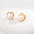 Geometric Pearl Stud Earrings Glim Wink