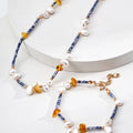 Pearl Blue Spot Stone Amber Necklace Glim Wink