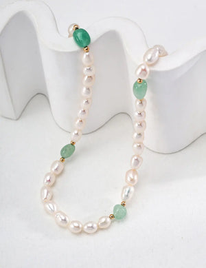 Pearl and Jasper Jade Necklace Glim Wink