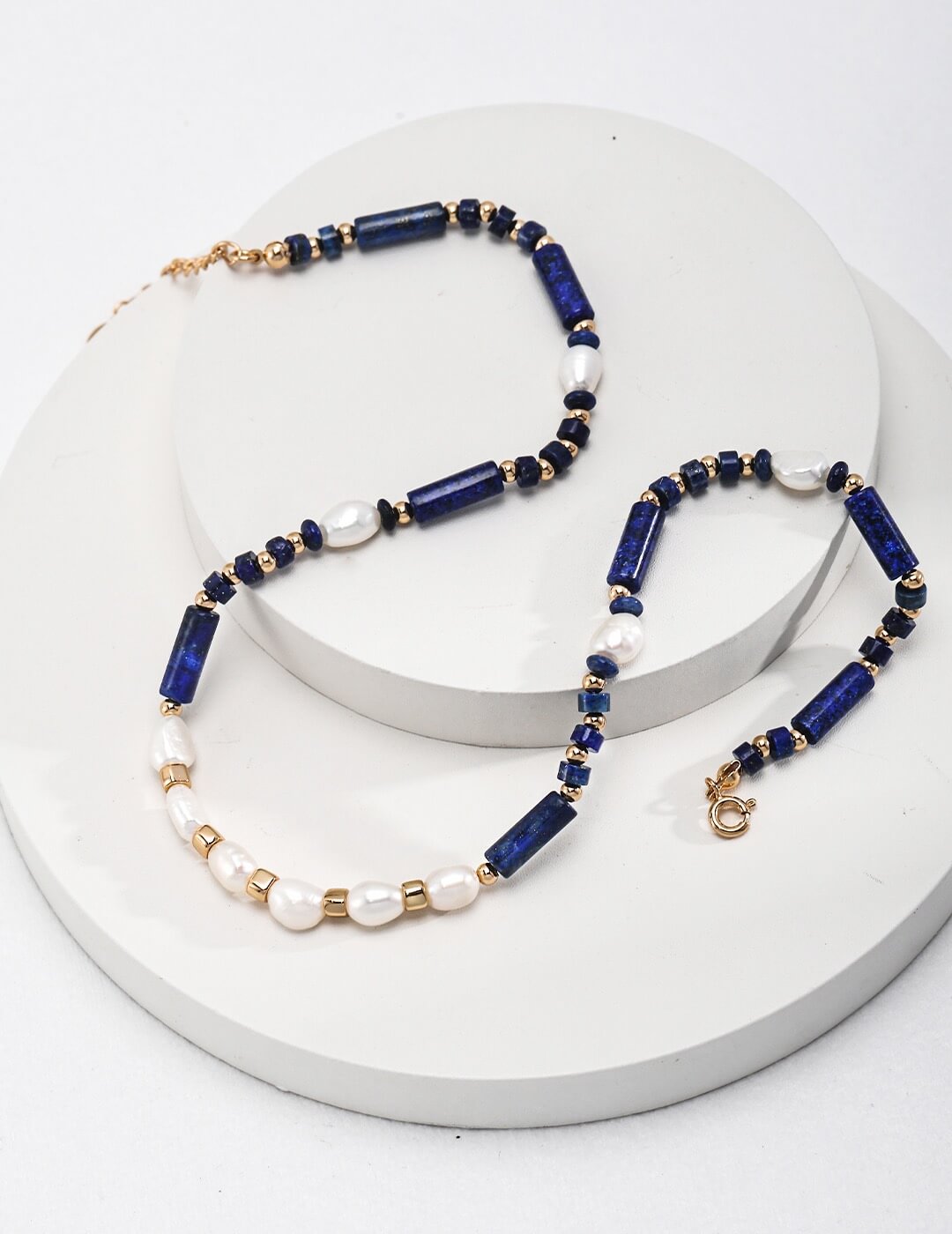 Pearl Lapis Lazuli Necklace Glim Wink