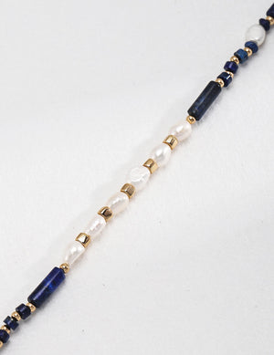 Pearl Lapis Lazuli Necklace Glim Wink