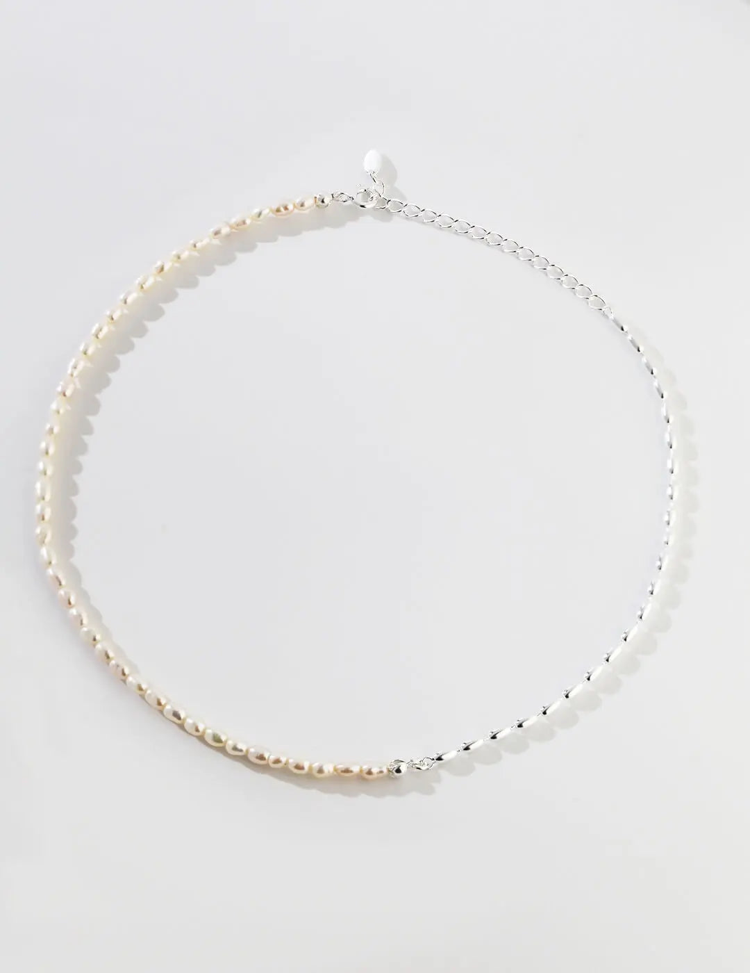 Pure Silver Rice Pearl Necklace Glim Wink
