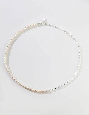 Pure Silver Rice Pearl Necklace Glim Wink