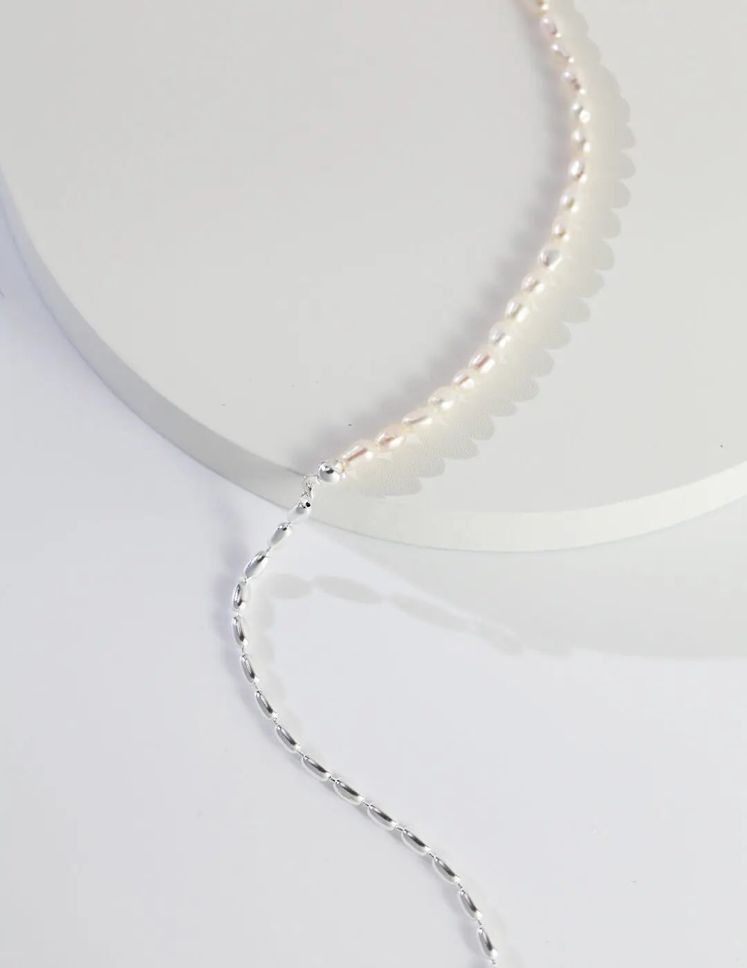Pure Silver Rice Pearl Necklace Glim Wink