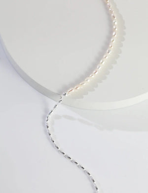 Pure Silver Rice Pearl Necklace Glim Wink