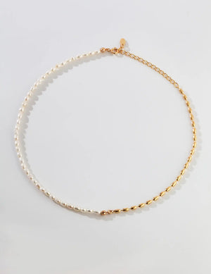 Pure Silver Rice Pearl Necklace Glim Wink