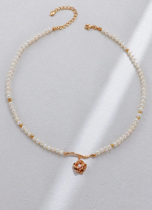 Rose Pearl Necklace Glim Wink