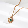 Matte Green Zircon Pendant Necklace Glim Wink