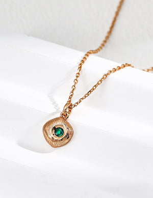 Matte Green Zircon Pendant Necklace Glim Wink