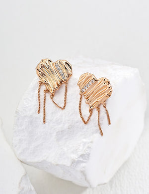 Heart-shaped Zircon Earrings Glim Wink