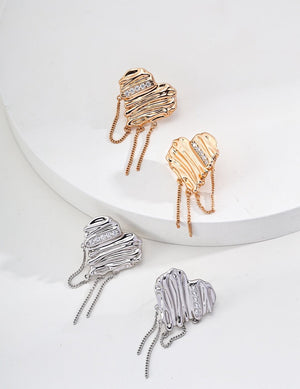 Heart-shaped Zircon Earrings Glim Wink