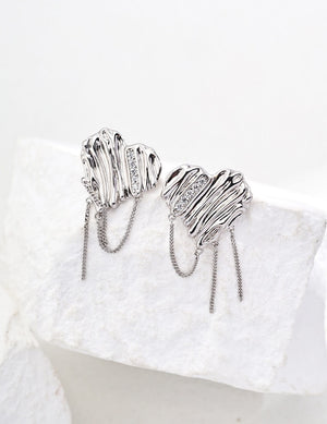 Heart-shaped Zircon Earrings Glim Wink