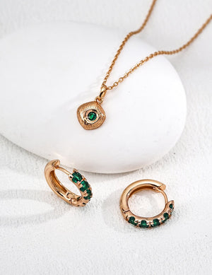 Matte Green Zircon Pendant Necklace Glim Wink